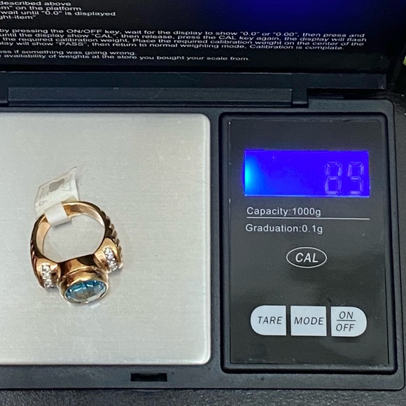 Vintage Aquamarine Pillow Cut Stone Gold-plated Statement Ring Size 6 - Picture 11 of 12